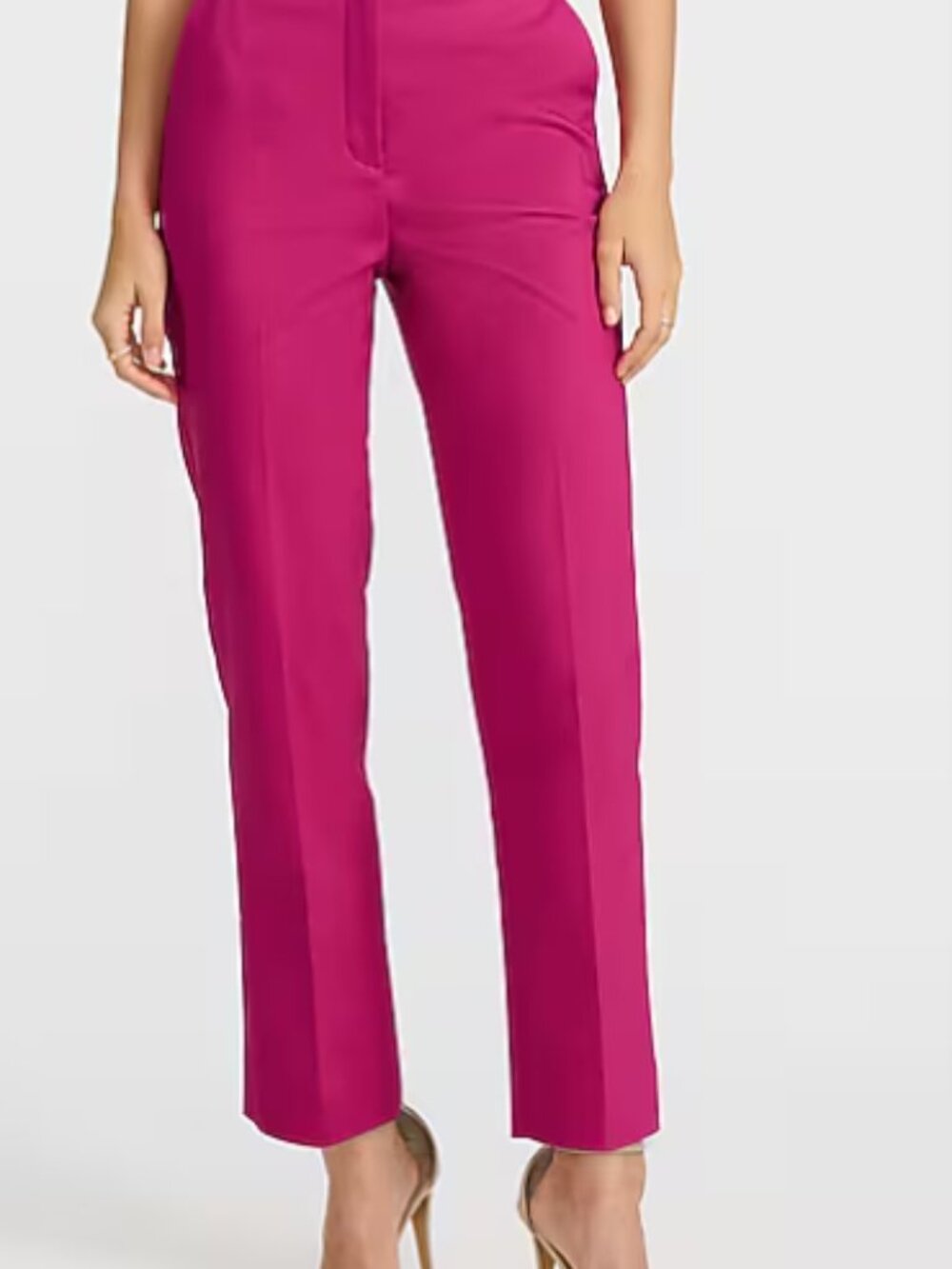 Express Editor Stretch Cotton Super High-Waisted Straight Ankle Pants in Pink